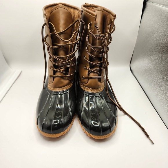 Sporto Women's Duck Boots 11M Brown Black Waterproof Faux Fur Lined Winter Snow - Picture 2 of 7